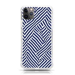 Blue And White Abstract Stripes Iphone 11 Pro Max 6 5 Inch Tpu Uv Print Case