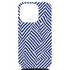 Blue And White Abstract Stripes Iphone 14 Pro Black Uv Print Pc Hardshell Case