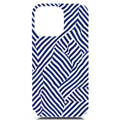 Blue And White Abstract Stripes Iphone 14 Pro Max Black Uv Print Pc Hardshell Case