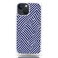 Blue And White Abstract Stripes Iphone 13 Mini Tpu Uv Print Case