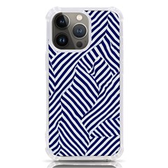 Blue And White Abstract Stripes Iphone 13 Pro Tpu Uv Print Case