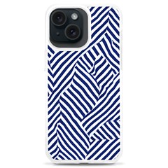 Blue And White Abstract Stripes Iphone 15 Plus Tpu Uv Print Case