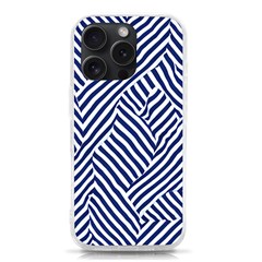 Blue And White Abstract Stripes Iphone 15 Pro Tpu Uv Print Case