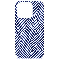 Blue And White Abstract Stripes Iphone 15 Pro Black Uv Print Pc Hardshell Case