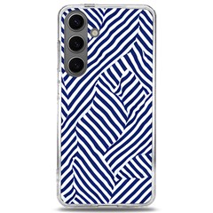 Blue And White Abstract Stripes Samsung Galaxy S24 6 2 Inch Tpu Uv Case