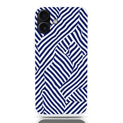 Blue And White Abstract Stripes Iphone 16 Plus Tpu Uv Print Case