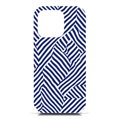 Blue And White Abstract Stripes Iphone 16 Pro Black Uv Print Pc Hardshell Case