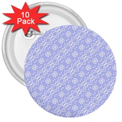 Light Purple And White Floral Pattern 3  Buttons (10 Pack) 