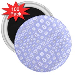 Light Purple And White Floral Pattern 3  Magnets (100 Pack)