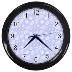 Light Purple And White Floral Pattern Wall Clock (black)