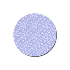 Light Purple And White Floral Pattern Rubber Round Coaster (4 Pack)