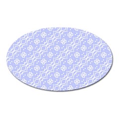 Light Purple And White Floral Pattern Oval Magnet