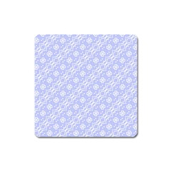 Light Purple And White Floral Pattern Square Magnet