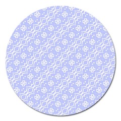 Light Purple And White Floral Pattern Magnet 5  (round)