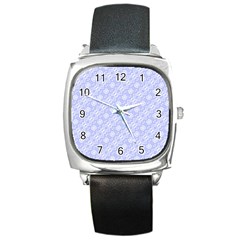 Light Purple And White Floral Pattern Square Metal Watch