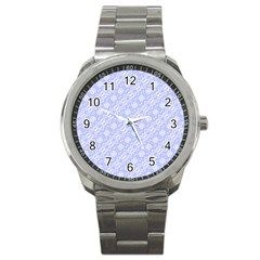 Light Purple And White Floral Pattern Sport Metal Watch