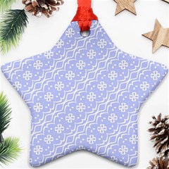 Light Purple And White Floral Pattern Star Ornament (two Sides)