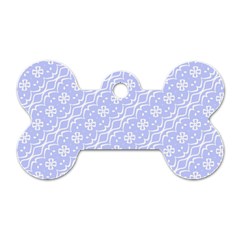 Light Purple And White Floral Pattern Dog Tag Bone (one Side)