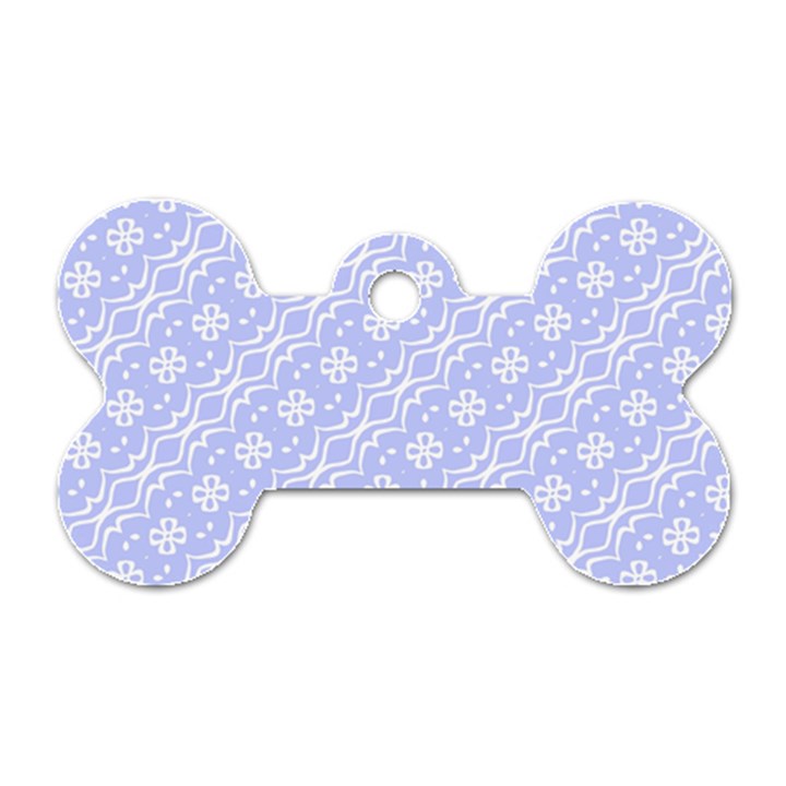 Light purple and white floral pattern Dog Tag Bone (Two Sides)