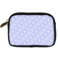 Light Purple And White Floral Pattern Digital Camera Leather Case