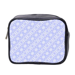 Light Purple And White Floral Pattern Mini Toiletries Bag (two Sides)