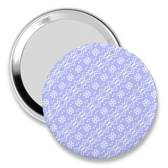 Light Purple And White Floral Pattern 3  Handbag Mirrors