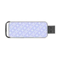 Light Purple And White Floral Pattern Portable Usb Flash (one Side)