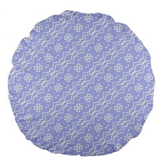 Light Purple And White Floral Pattern Large 18  Premium Round Cushions