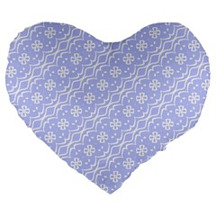 Light Purple And White Floral Pattern Large 19  Premium Heart Shape Cushions