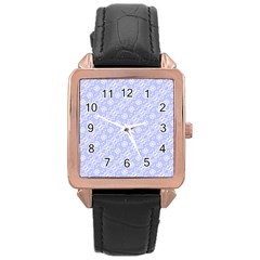 Light Purple And White Floral Pattern Rose Gold Leather Watch 