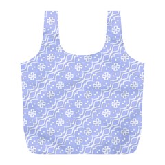 Light Purple And White Floral Pattern Full Print Recycle Bag (l)