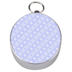 Light Purple And White Floral Pattern Silver Compasses