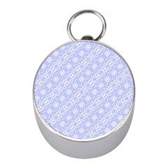 Light Purple And White Floral Pattern Mini Silver Compasses