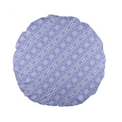 Light Purple And White Floral Pattern Standard 15  Premium Flano Round Cushions