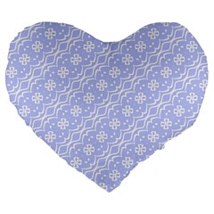 Light Purple And White Floral Pattern Large 19  Premium Flano Heart Shape Cushions