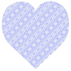 Light Purple And White Floral Pattern Wooden Puzzle Heart