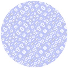 Light Purple And White Floral Pattern Wooden Puzzle Round