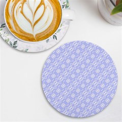 Light Purple And White Floral Pattern Uv Print Round Tile Coaster