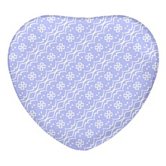 Light Purple And White Floral Pattern Heart Glass Fridge Magnet (4 Pack)