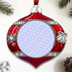 Light Purple And White Floral Pattern Metal Snowflake And Bell Red Ornament by SpinnyChairDesigns