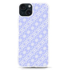 Light Purple And White Floral Pattern Iphone 15 Tpu Uv Print Case