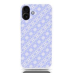 Light Purple And White Floral Pattern Iphone 16 Plus Tpu Uv Print Case