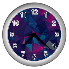 Turquoise Abstract Black Galaxy Pattern Turquoise Wall Clock (silver)