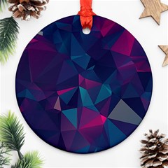 Turquoise Abstract Black Galaxy Pattern Turquoise Round Ornament (two Sides)