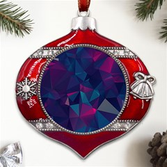 Turquoise Abstract Black Galaxy Pattern Turquoise Metal Snowflake And Bell Red Ornament by Bedest