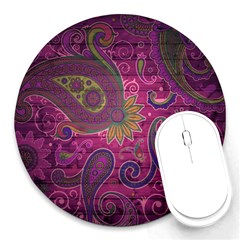 Abstract Purple Pattern Round Mousepad