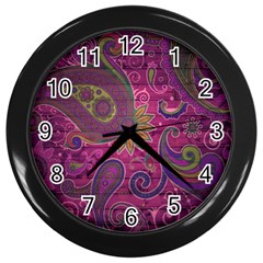 Abstract Purple Pattern Wall Clock (black)