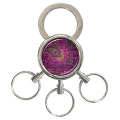 Abstract Purple Pattern 3-ring Key Chain by Bedest