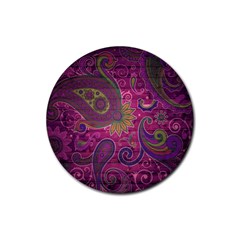 Abstract Purple Pattern Rubber Round Coaster (4 Pack)