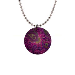 Abstract Purple Pattern 1  Button Necklace by Bedest